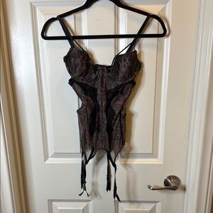 Victorias Secret Lace Bustier with Black & Pink Accents